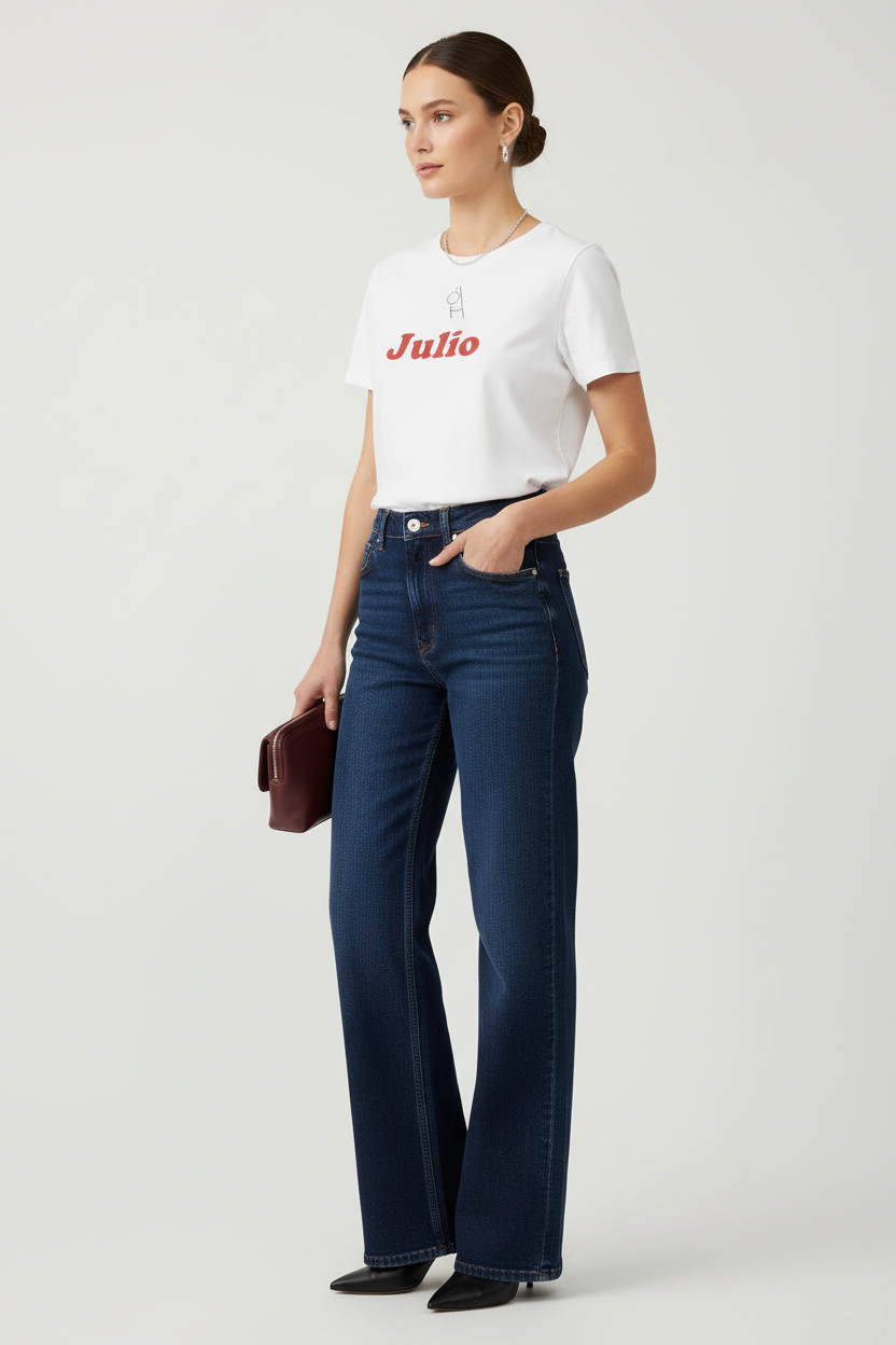 T-shirt Julio avec jean large chic
